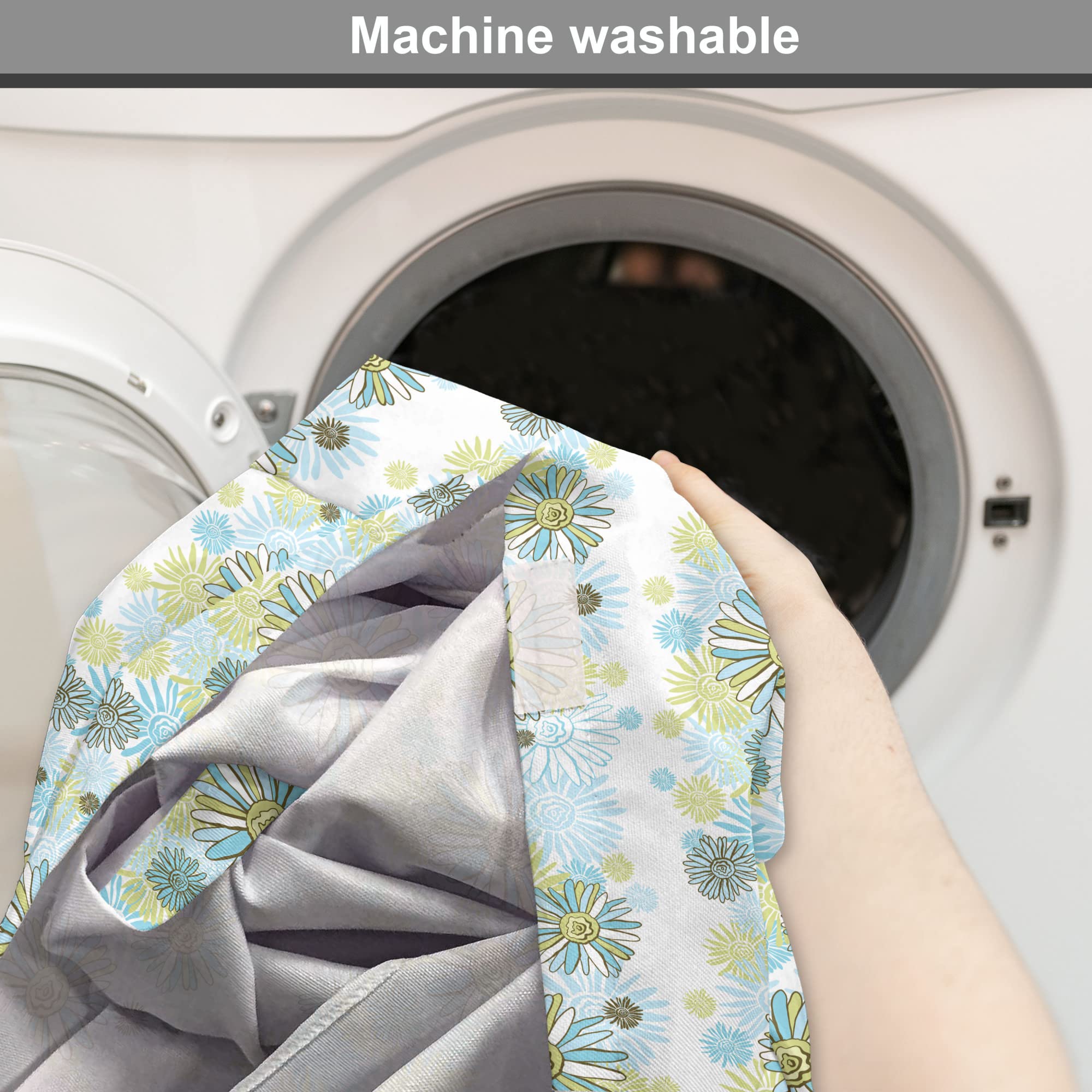 Ambesonne Turquoise Dog Crate Cover, Chamomiles Flower Blossom Wildflower Blooms Summer Illustration, Easy to Use Pet Kennel Cover for Cats & Medium Dogs, 24 Inch, Pale Green Dark Green