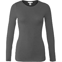 Bozzolo Womens Basic Round Neck Warm Soft Stretchy Long Sleeves T Shirt