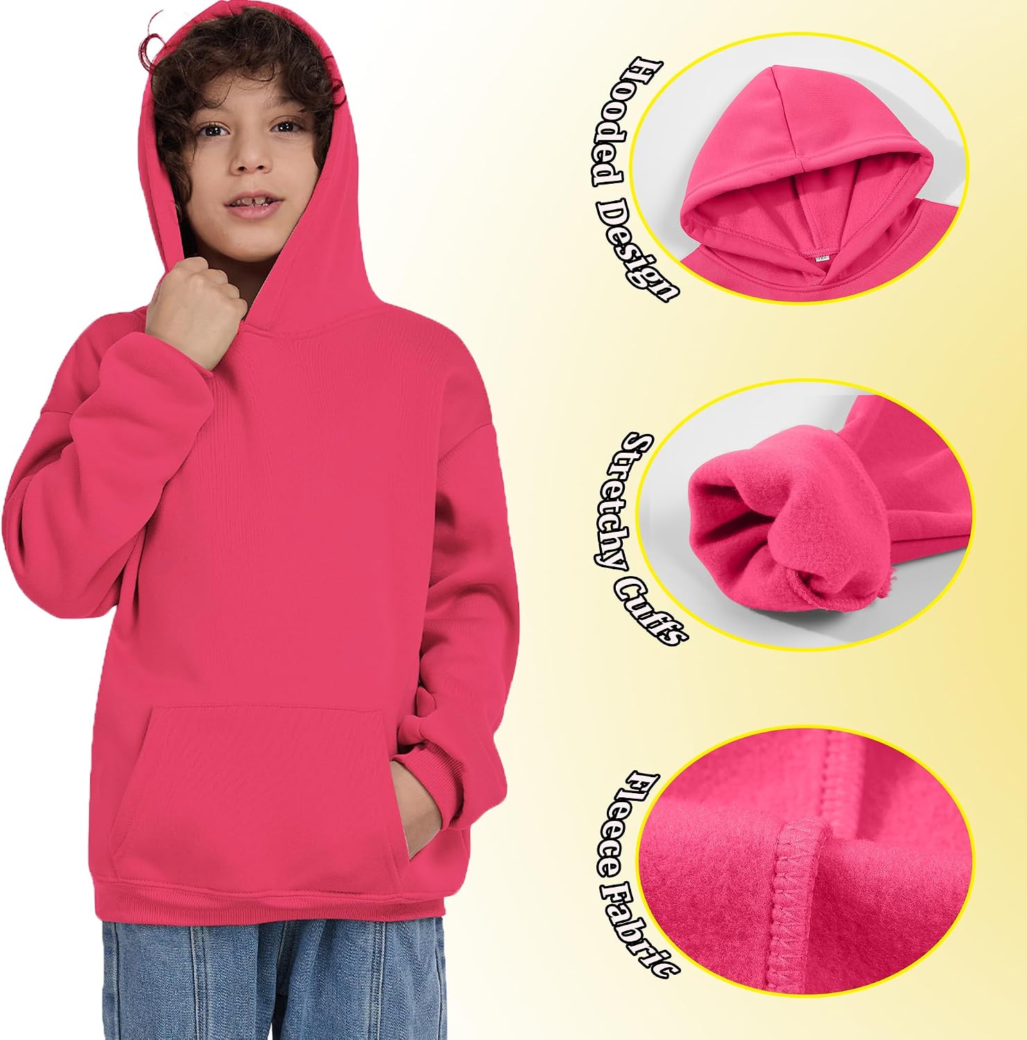 Kids Athletic Pullover Hoodie Sweatshirt with Pocket Tops,2-12Years