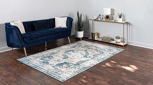 Miniatura 2 de Rugs.com Alfombra de la colección Monte Carlo, alfombra mediana azul de 4 x 6 pies, perfecta para salas de estar, comedores grandes, planos abiertos