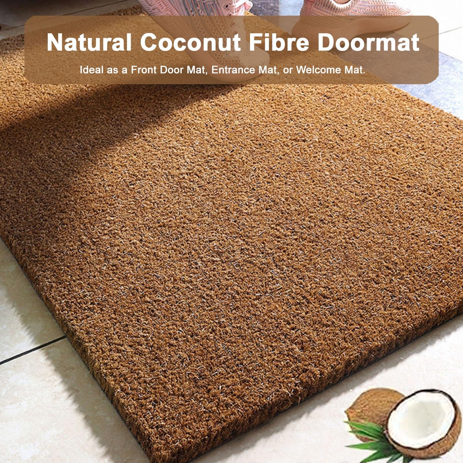 Paillasson Coco Antidérapant Tapis de Sol Porte Entrée Interieur Exterieur