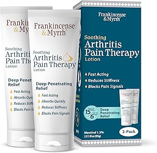 Frankincense and Myrrh Arthritis Pain Reliever Therapy Lotion – Topical Arthritis Pain Relief Cream and Hydrating Skin Repair, Body Relief for Sciatica, Knee, Back, Joints, Neck, Hands, 3 Oz - 2 Pack