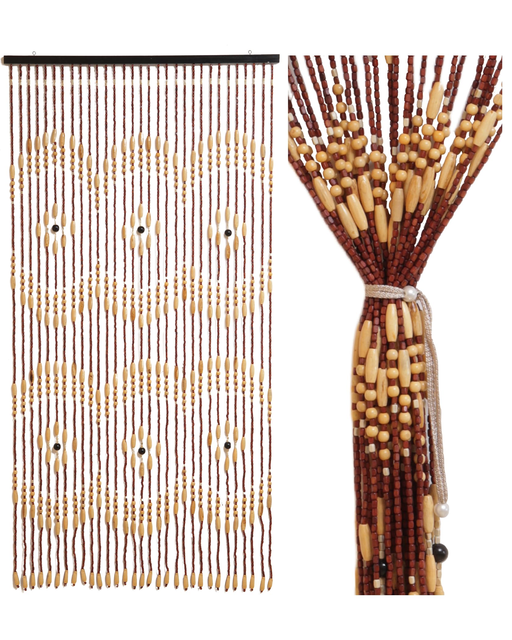 Rideau de porte en perles de bambou 90 x 180 cm 31 brins décoration séparation pièce