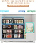 UMDONX 4 Pack Chest Freezer Basket Organiser Storage Boxes - Kitchen Expandable Stackable Metal Shelf Rack with Handles Wire Bins, Black 29-45.5cm Width