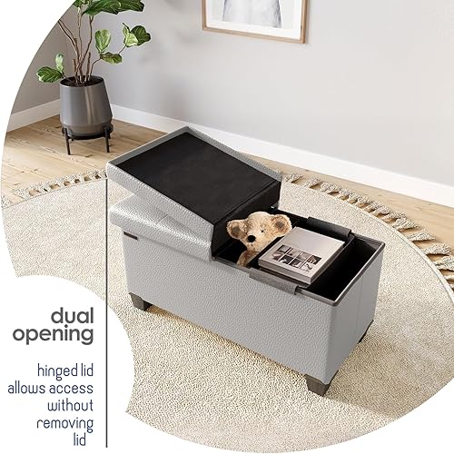Miniatura 306 de Otomana plegable para dormitorio o sala de estar, con contenedores de almacenamiento, reposapiés para el extremo de la cama, soporta hasta 660 lb,
