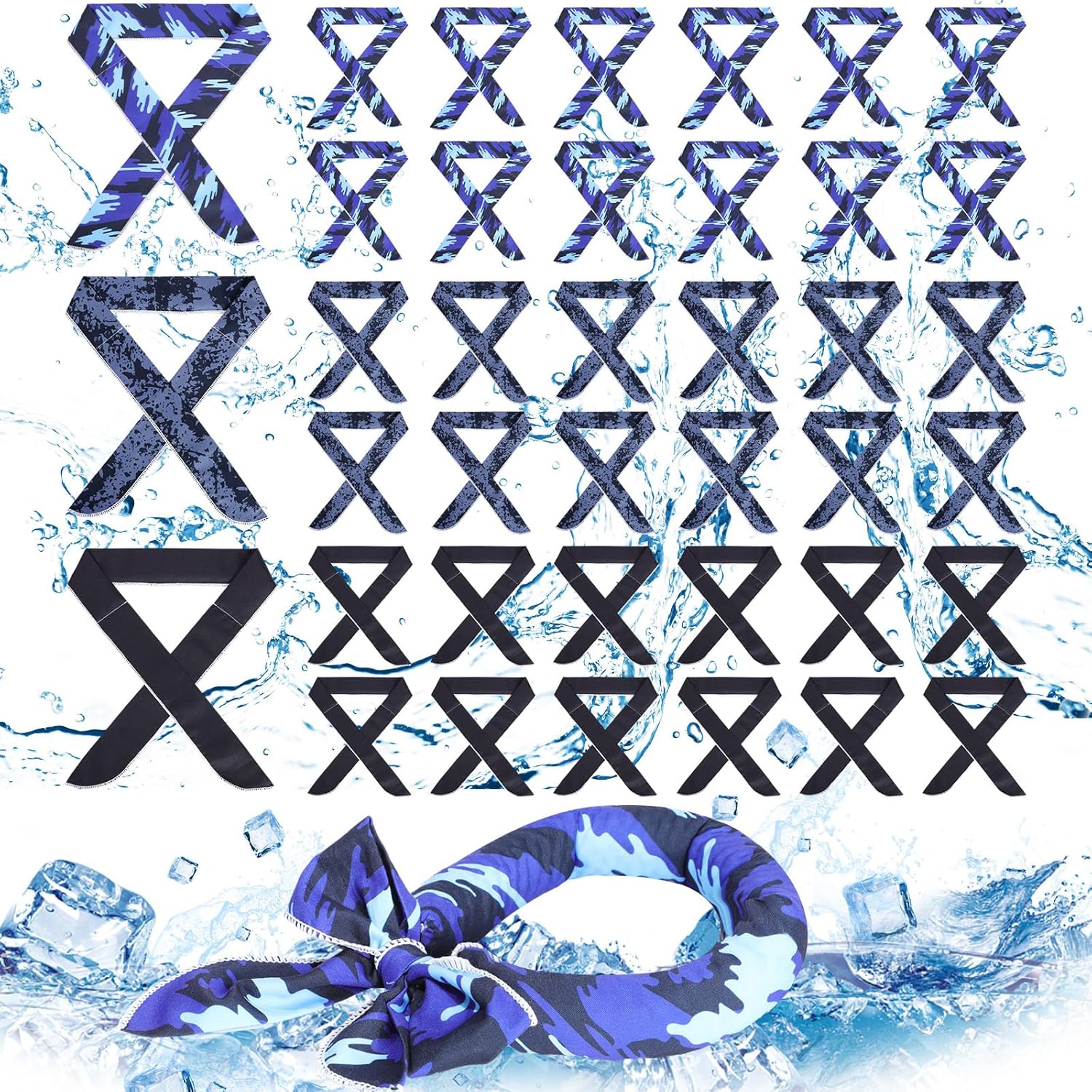 Lenwen 36 Pcs Cooling Scarf Neck Wraps Ice Cooling Bandana Headband for Hot Weather Outdoor Cooler