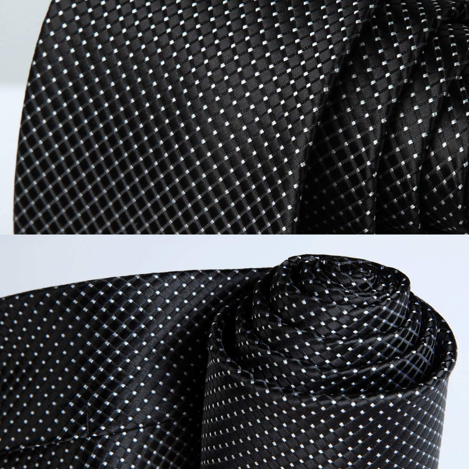 HISDERN Mens Ties Plaid Tie and Pocket Square Set Classic Woven Formal Checkered Neckties & Handkerchief Wedding Party - Image 3