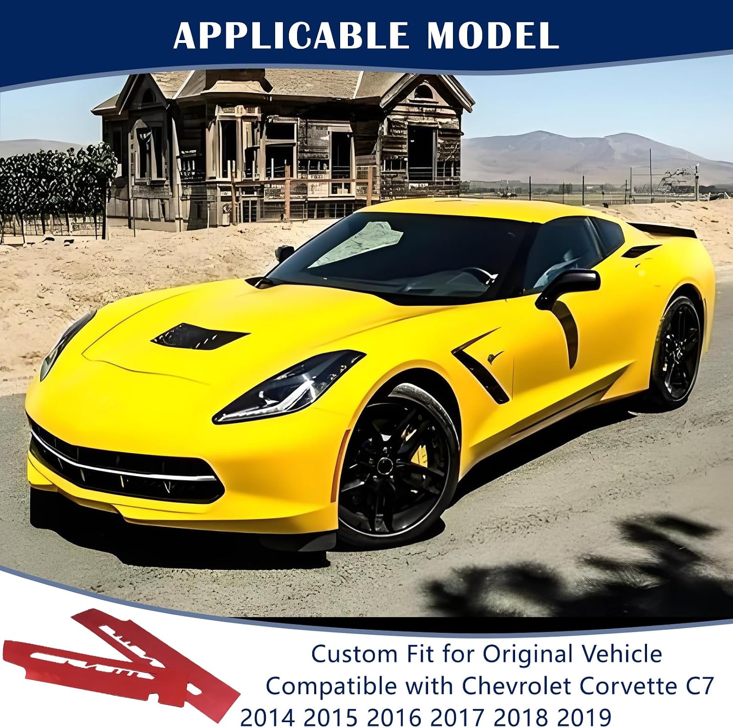 Engine Bay Panel Cover Trim Compatible with Corvette C7 Stingray 2014-2019 Aluminum Alloy 2PCS Engine Side Panel Alphabet Patch Trim Protective Accessories (Red)