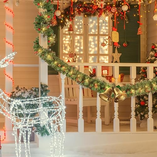 Miniatura 7 de Uten Guirnaldas de Navidad de 5.9 pies, decoraciones artificiales de Navidad con conos de bayas de PVCPE, para interiores y exteriores, puerta de