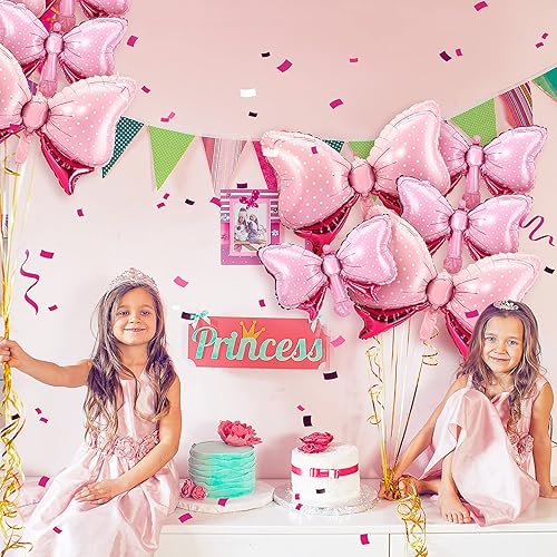 Miniatura 2 de Sumind 10 globos de lazo rosa para decoración de fiesta de ratón, globo de papel de aluminio para boda, despedida de soltera, decoración de fiesta