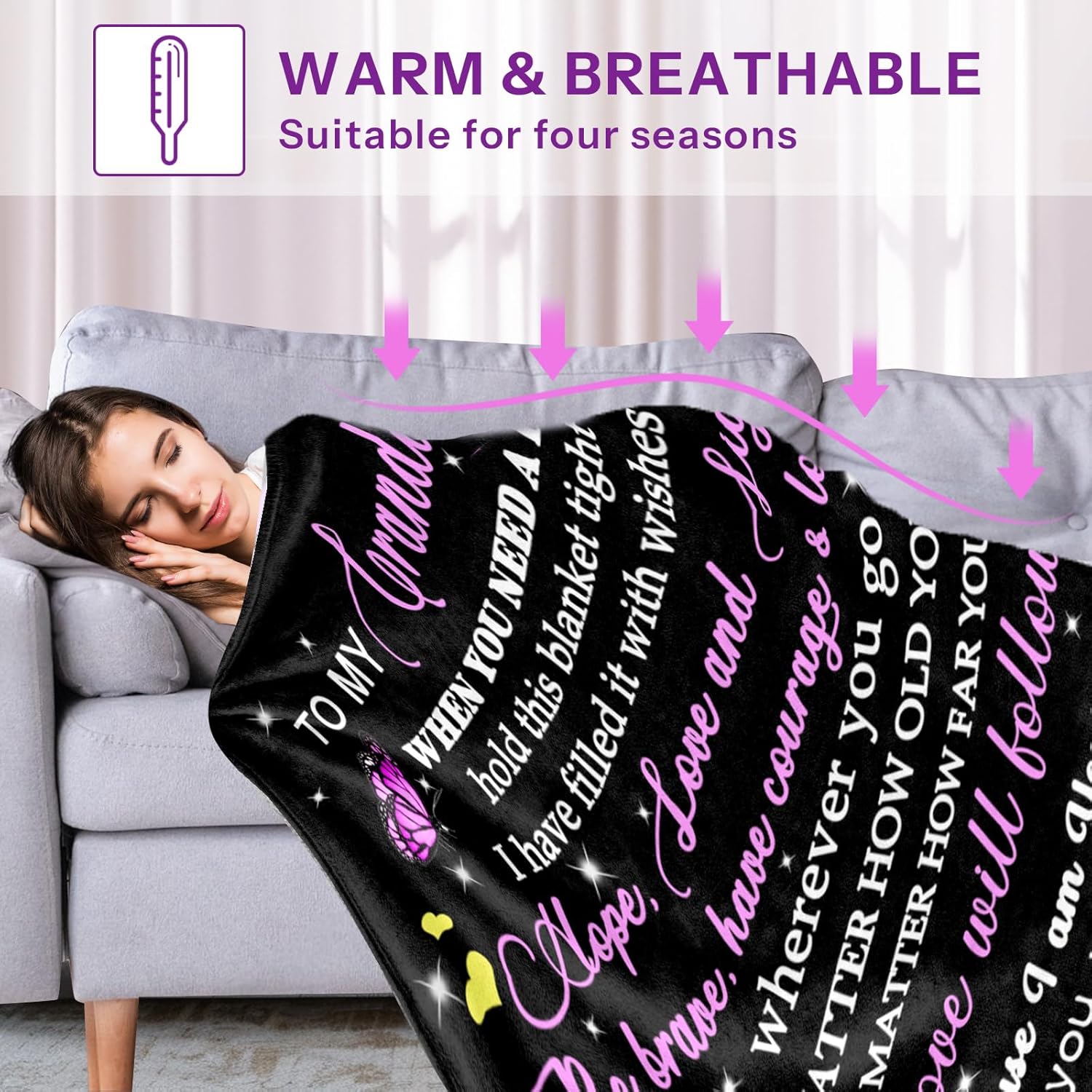 Granddaughter Blanket from Grandma, Granddaughter Gifts from Grandma, Grand Daughter Gifts for Birthday, Graduation, Christmas, 60"x50" - Image 3
