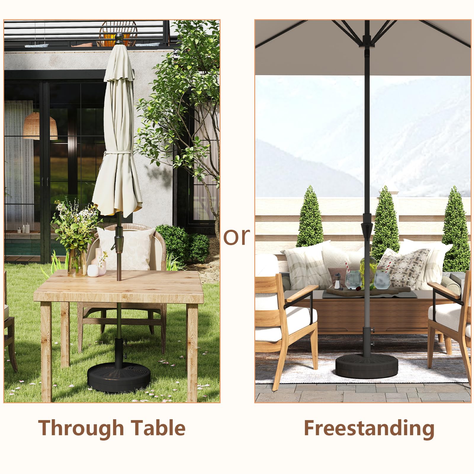 C-Hopetree 31kg Heavy Duty Water Fillable Base Stand for Outdoor Patio Garden Parasol Table Umbrella, Bronze - Image 6