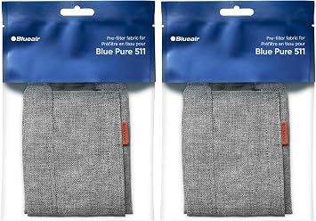BLUEAIR Blue Pure 511 Genuine Pre-Filter, Fits Blue Pure 511 Air Purifier, Traps Pet Hair, Pollen, Dust, Vacuum Exterior, Washable Fabric, Arctic Trail Pack of 2