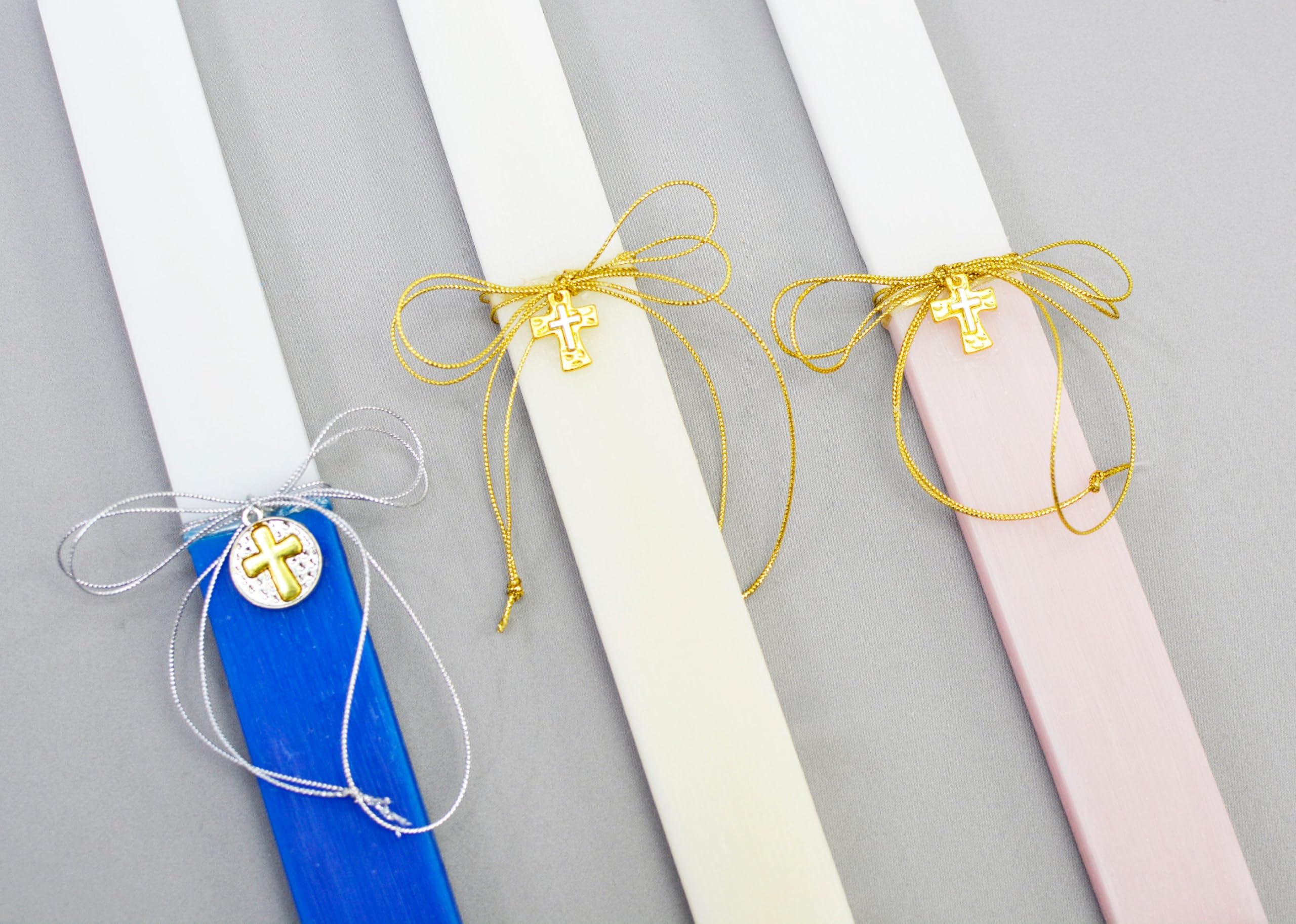 Heavenly Hues Easter Candles - Pink | Gold Cross Easter Lambathes | Colorful Pascha Candles