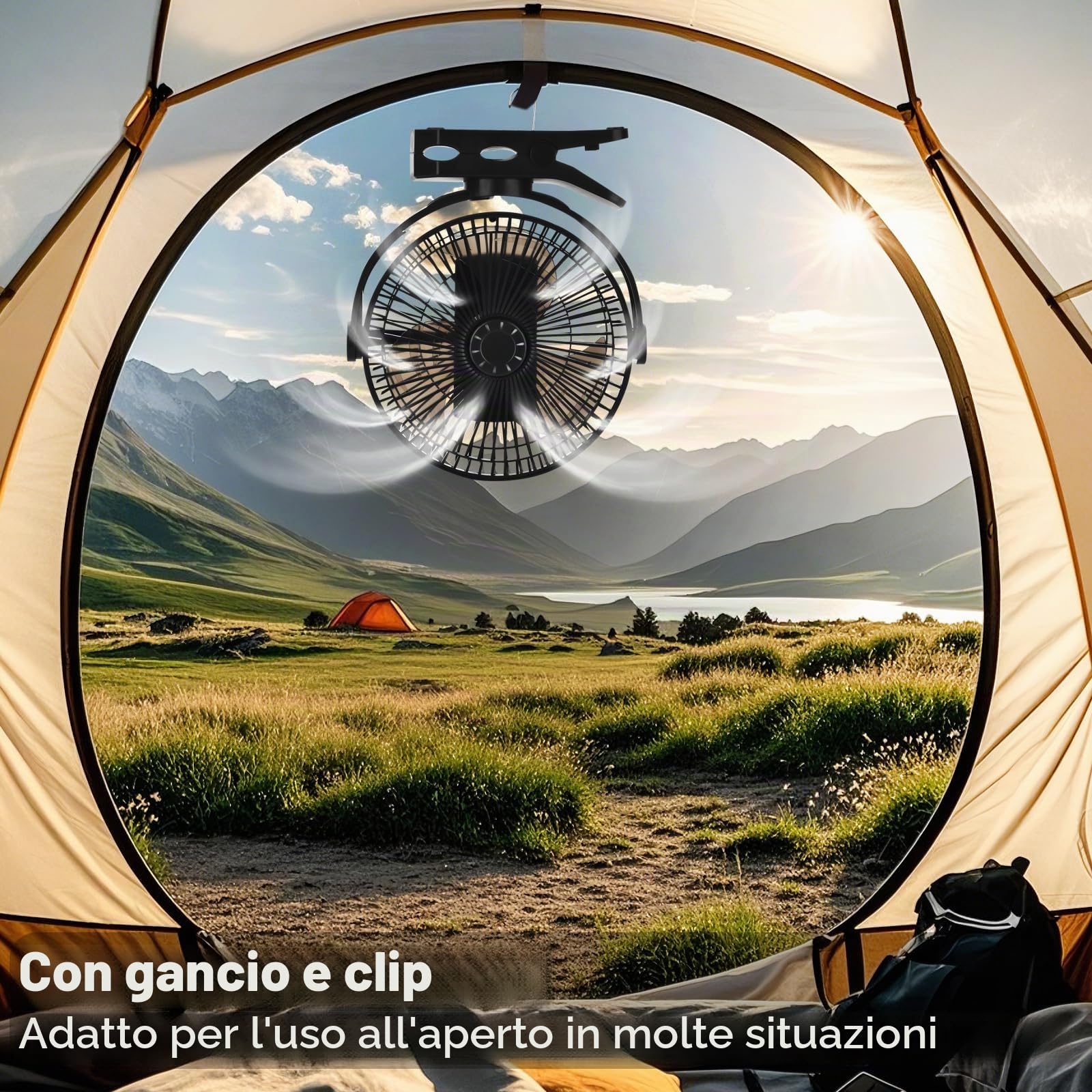 Ventilatore ricaricabile a clip da 8,2 pollici con batteria da 12000 mAh