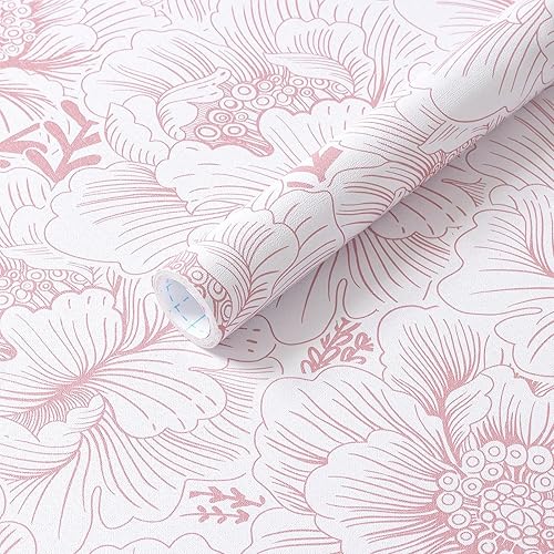 Miniatura 8 de GloryTik Papel tapiz de contacto floral para despegar y pegar, moderno, blanco y dorado, papel de pared autoadhesivo extraíble para gabinetes
