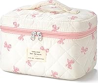 Vista 14 de HBselect Bolsa de Maquillaje Acolchada, Bolsa de Maquillaje Grande de Algodón para Viaje, Lindas Bolsas de Maquillaje con Flores Coquette, Bolsas