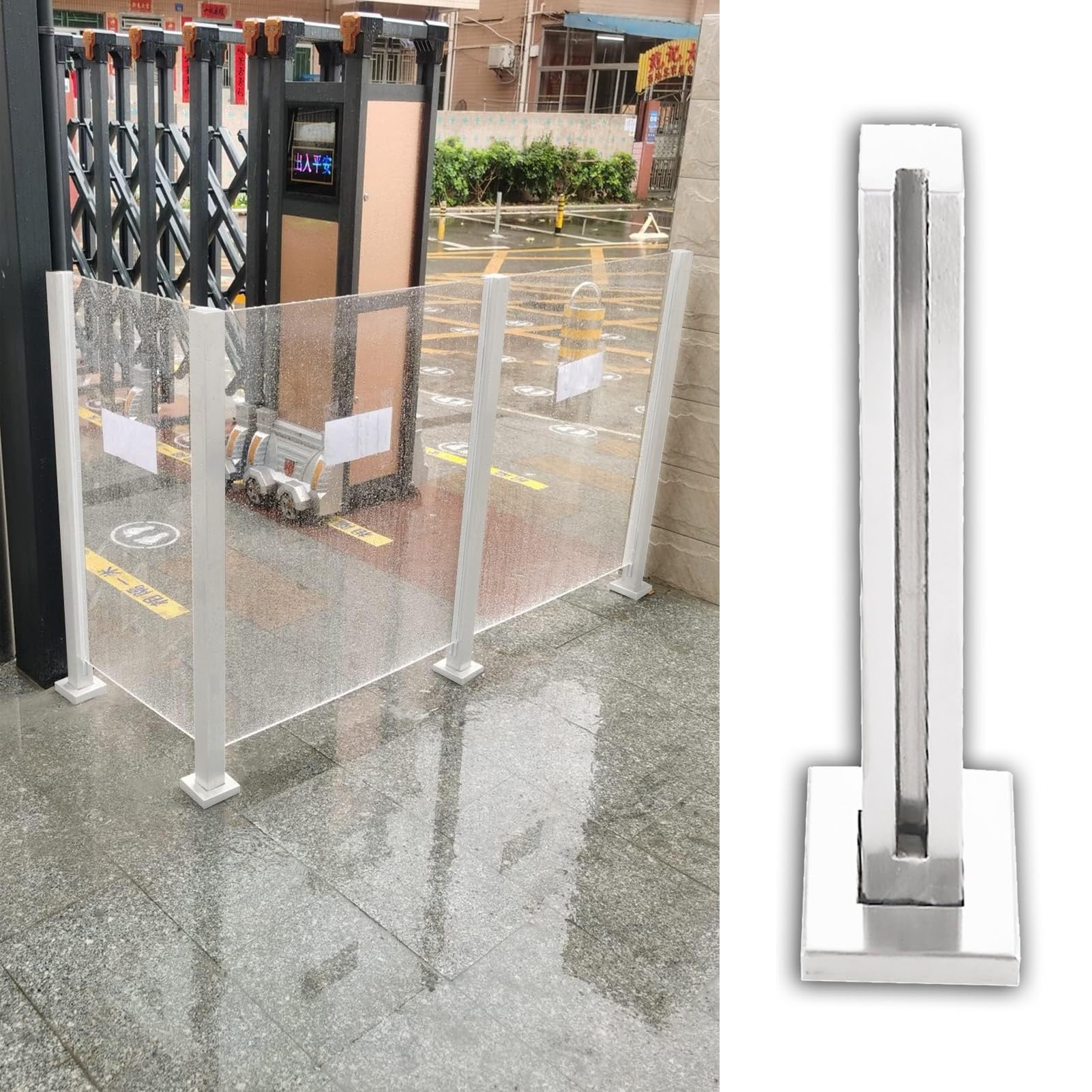 Poteau de garde-corps en verre blanc et pince de balustre escalier extérieur