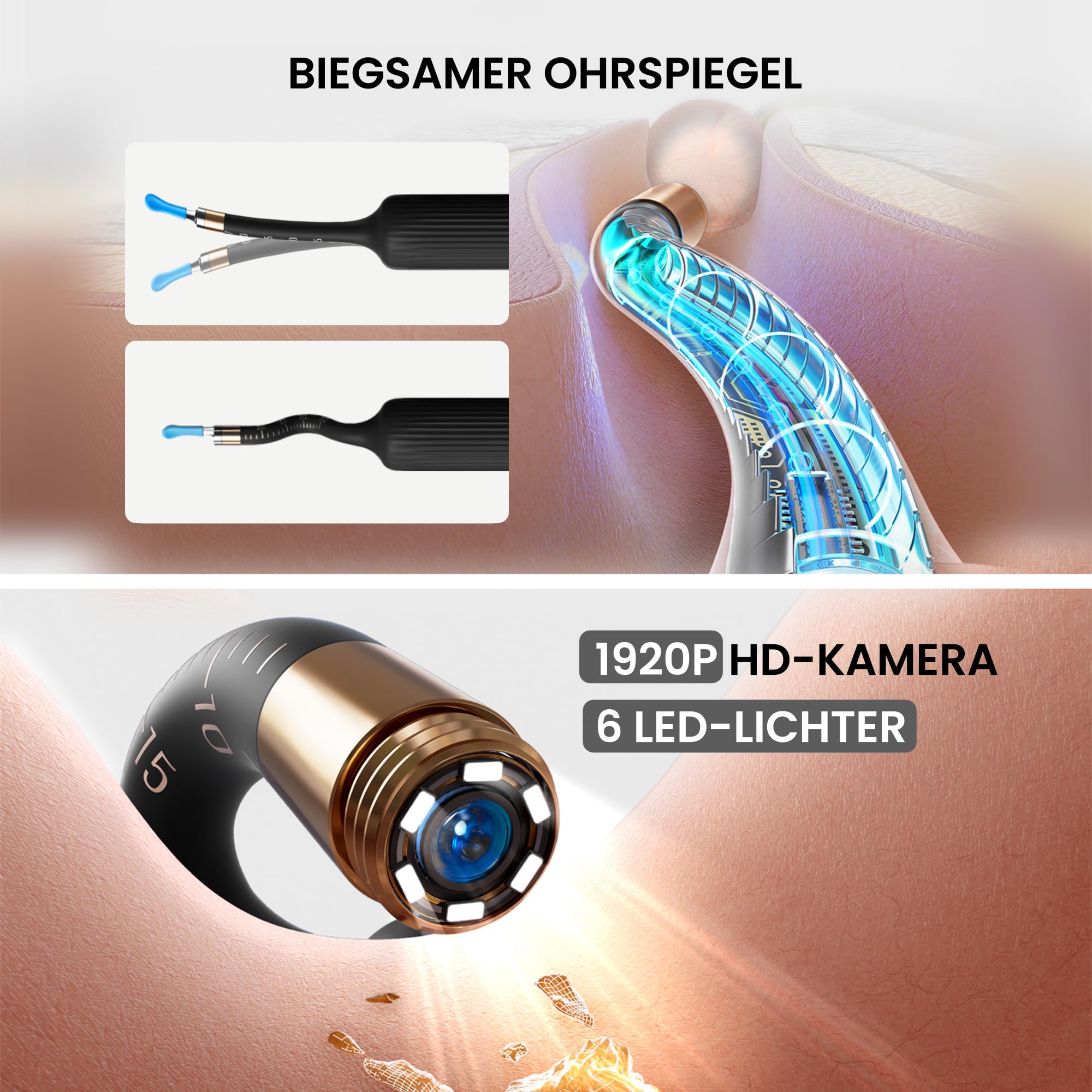 Bebird Sichtbarer Ohrenreiniger, 1920P HD Einstellbarer Ohrenputzer mit Kamera und Licht, Tragbares Ohrenpflegewerkzeug mit Aufbewahrungsbox für Erwachsene und Kinder, kompatibel mit iOS und Android