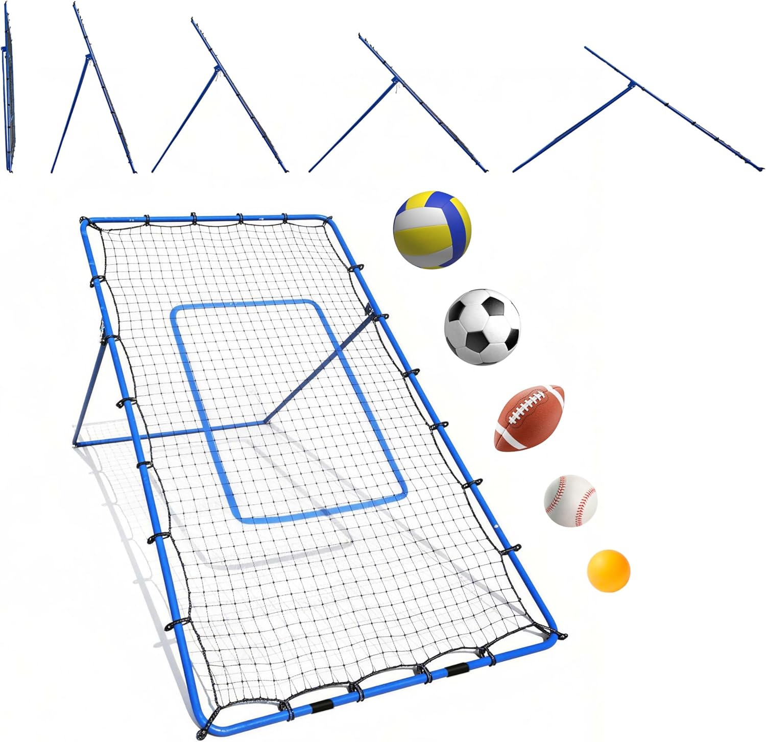 Volleyball Rebounder Net 7x4 FT, Multi-Sport Training Net with 45-Strand High Elastic Cords, Volleyball Rebounder, Soccer Rebounder, Baseball Net for Indoor Outdoor Practice
