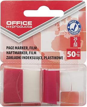 Filing Index Tabs Office Products PP 25x43 Mm 50 Tabs Blister Red/Paper and Labels/Type-with a Dispenser/Kind-On The Blister/Shape-Rectangle/Material-PP/Colour-Red/Thickness mm-60