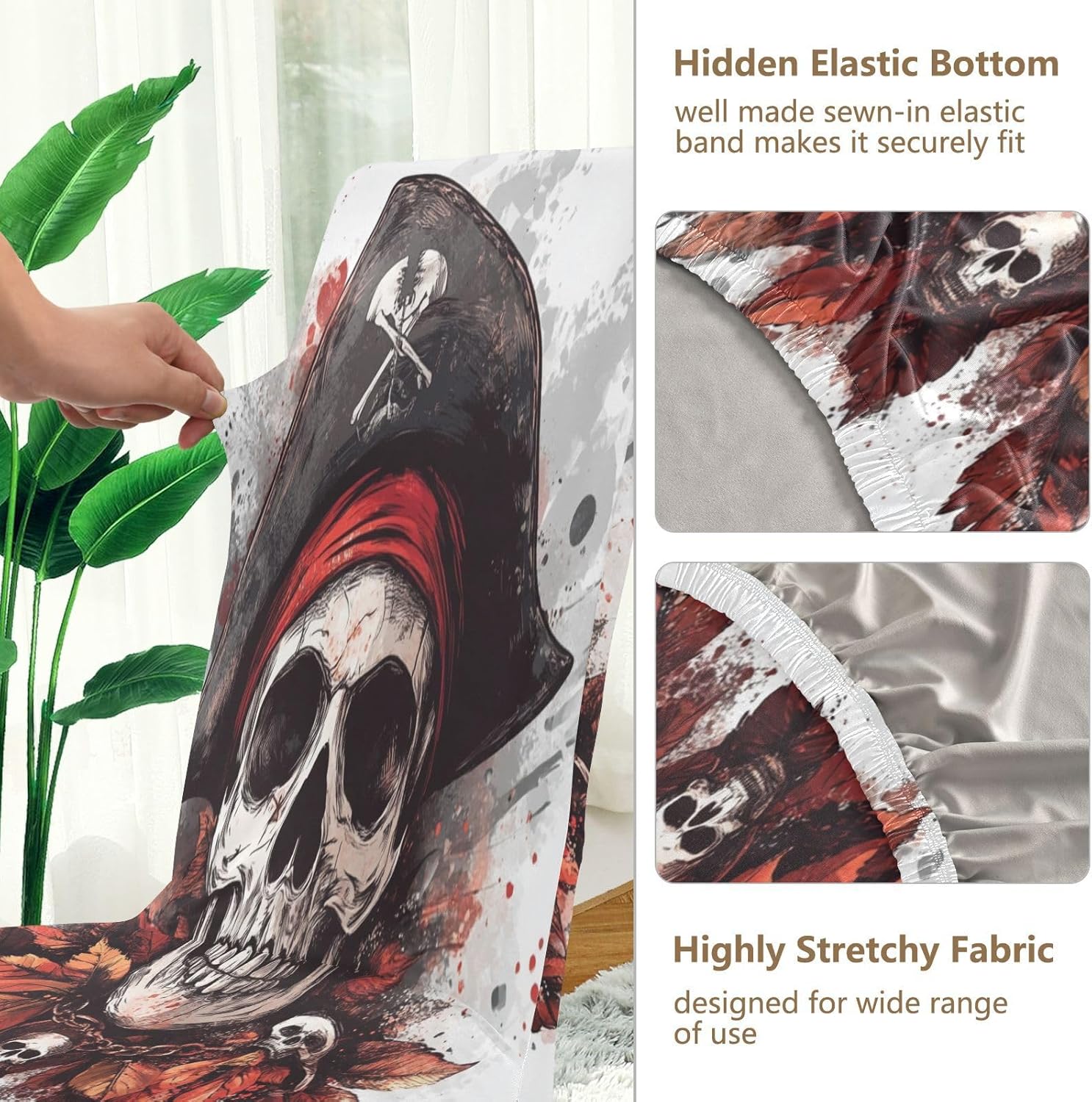 ALAZA Chair Covers for Dining Room, Pirate Skull Leaves Treasure Stretch Chair Cover Sets Chair Protector Removable Washable for Ktichen Restaurant Hotel