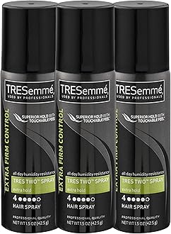 Tresemme Travel Size Hair Spray, 3 Pack, Tres Two Spray, Extra Hold Styling Hair Spray with All Day Humidity Resistance, Extra Firm Control Hairspray, 1.5 oz Each
