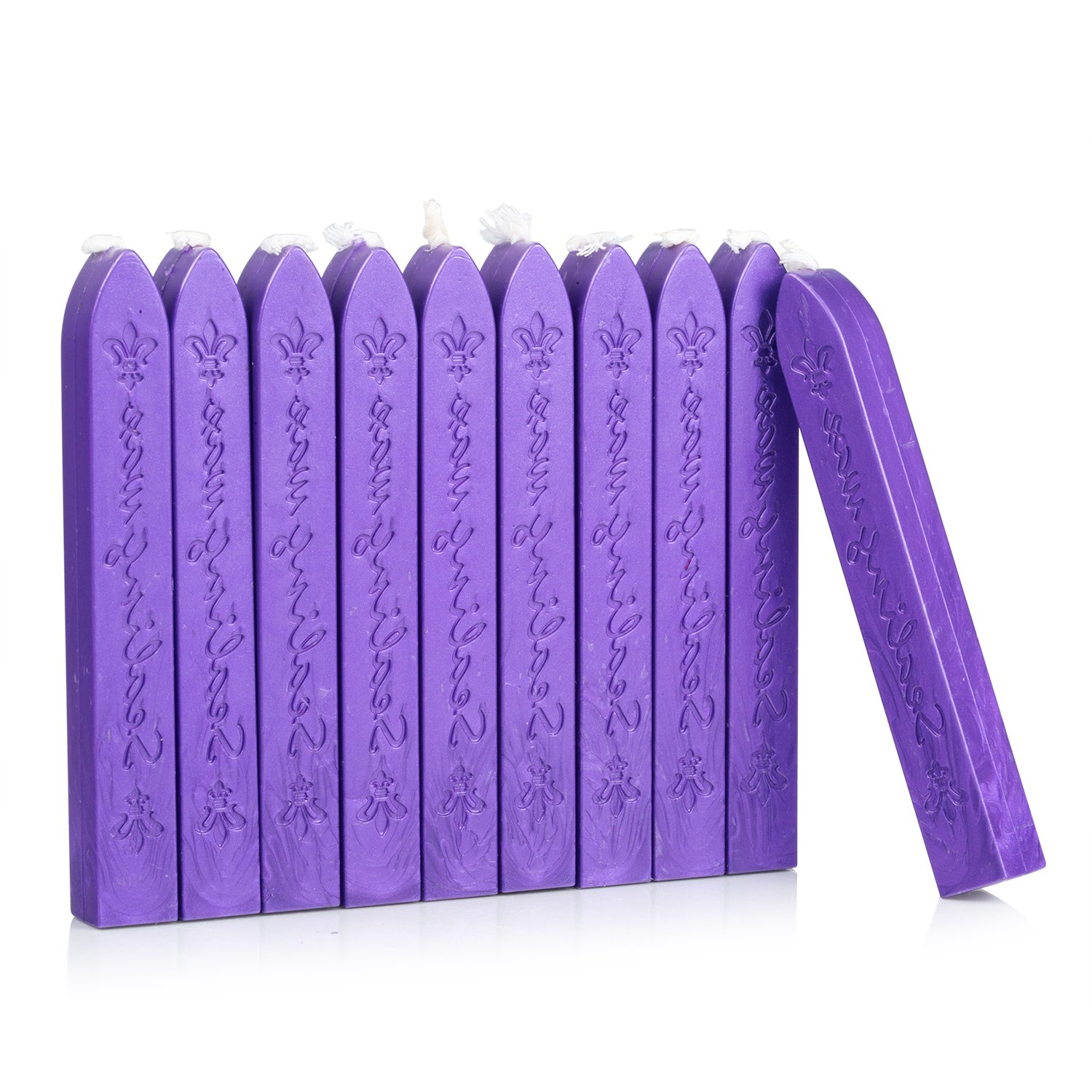 Mceal Sealing Wax Stick with Wick Flower De Luce of France Retro 10 Pieces Pack(Barn Red)
