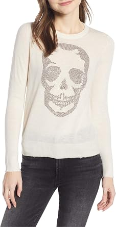 Zadig & Voltaire Miss CP Skull Cashmere Sweater Creme, Large