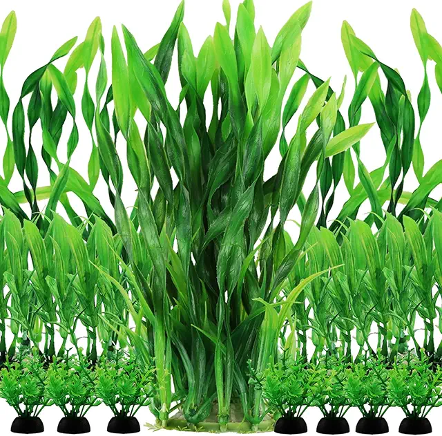 QUOZUO 20Pcs Artificial Aquarium Plants - Växter Akvarium Decor for Small to Large Tanks