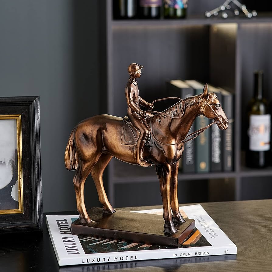 木彫　馬乗り 彫刻 木彫り 馬 リアルな表現 木製 置物 オブジェ インテリア