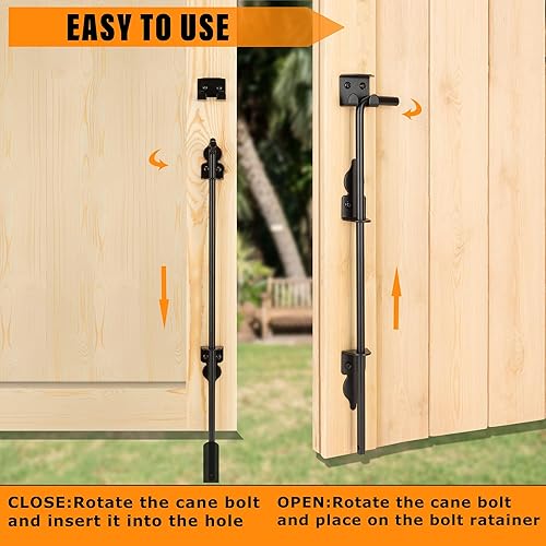 Miniatura 5 de Barra de acero para puerta de perno de caña de alta resistencia de 24 pulgadas, diseño para puertas de vinilo de metal de madera o aplicaciones de