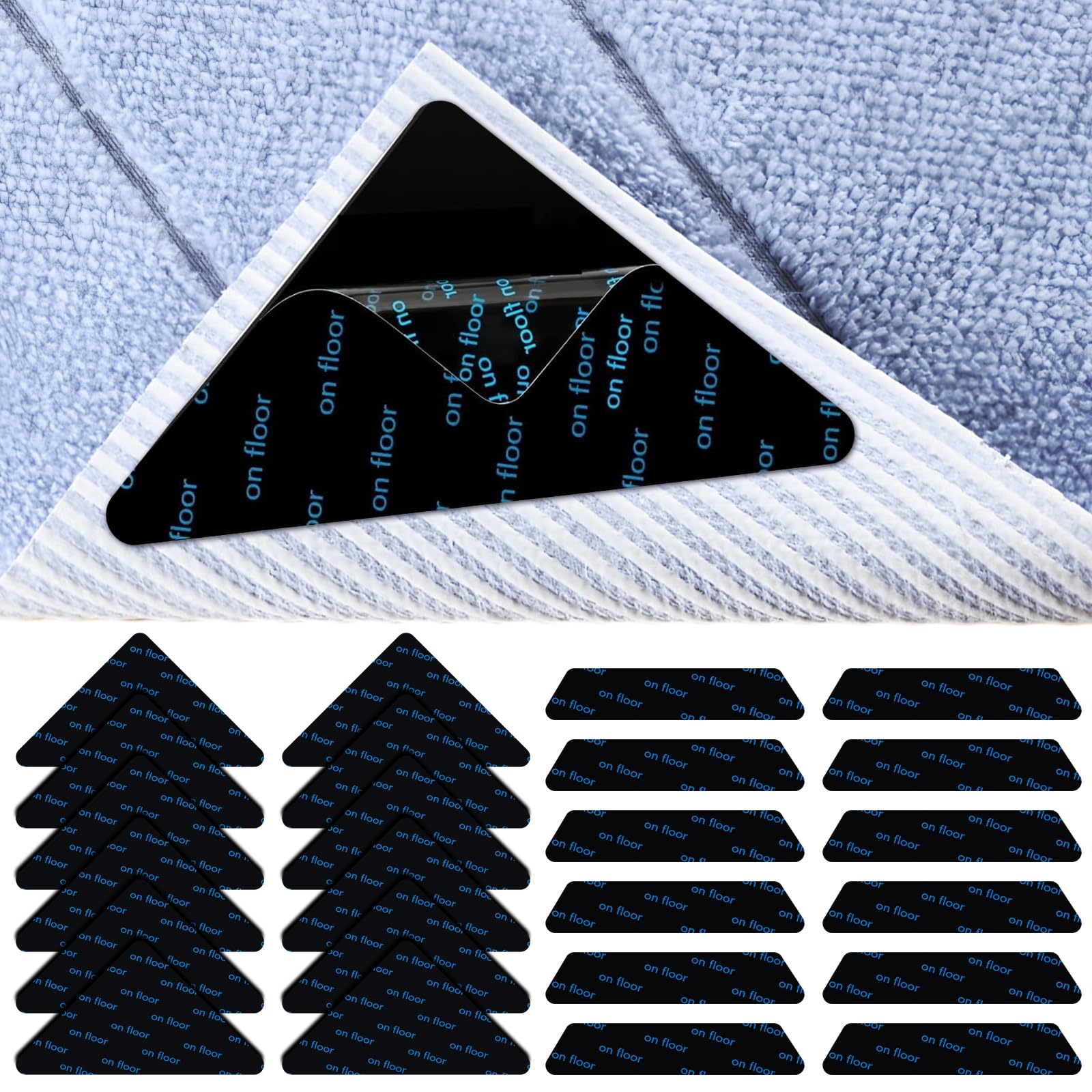 Lot De 24 Anti Derapant Tapis, Rug Grippers, Antiderapant Autocollants De Tapis, Réutilisable Et Lavable Tapis Antidérapant Rug Grippers Pour Planchers De Bois Franc, Carpettes Et Tapis