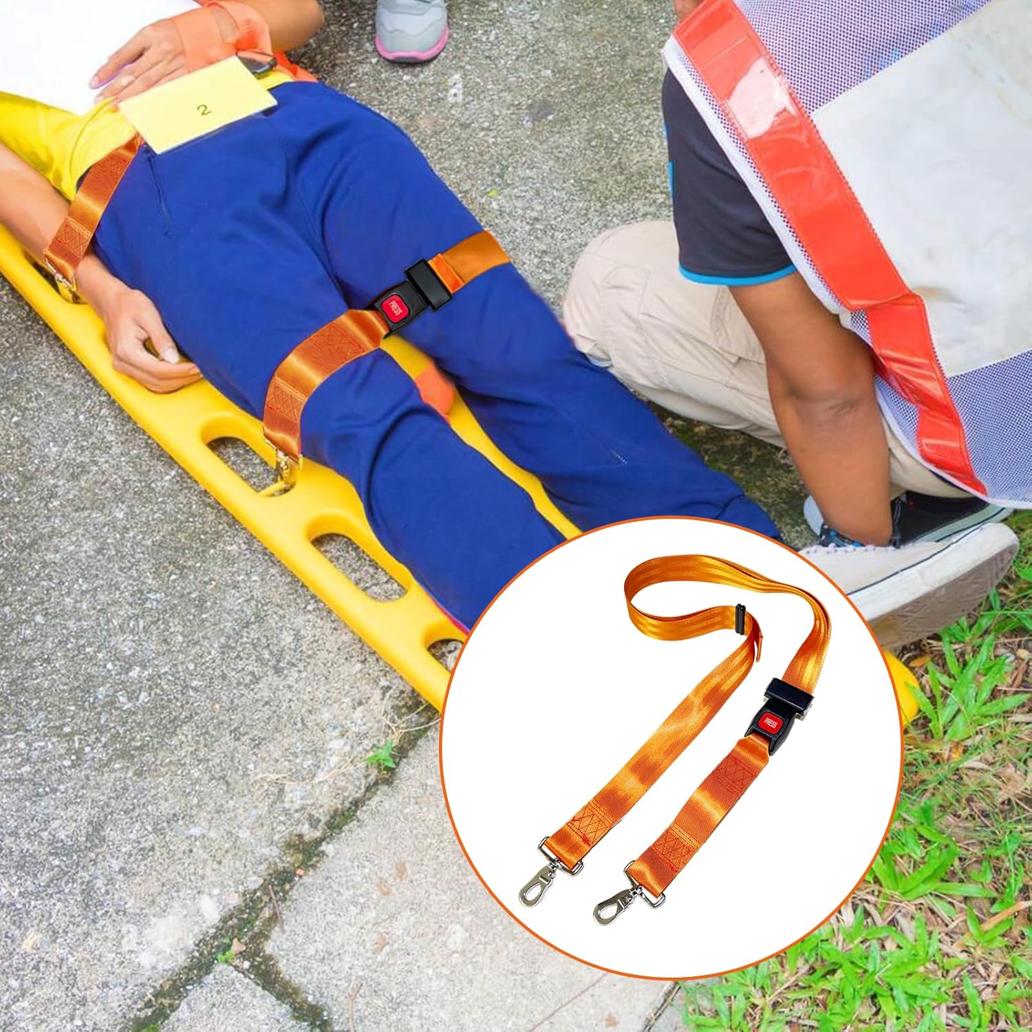 Spine Board Strap for Backboard, Emergency Stretcher System Immobilization Belt with Quick Release Buckle, 72" L (A, 10)