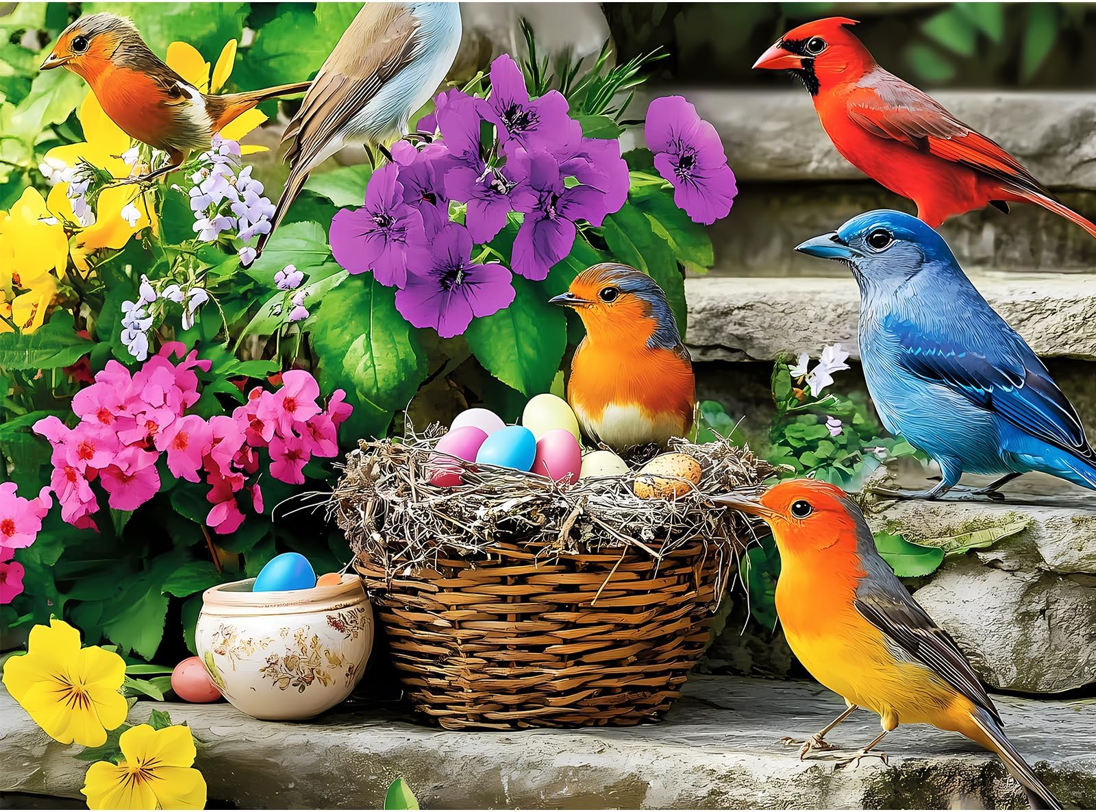 300 Piece Puzzle for Adults, Colorful Birds Jigsaw Puzzle, Colorful Hummingbird Animals Puzzles, Bird Lover Challenging Puzzles for Friends Family Activity Game Nights Gifts, 20.5x15 in