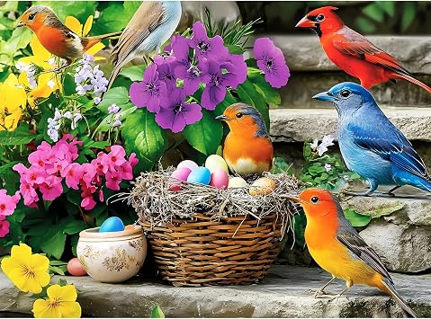 300 Piece Puzzle for Adults, Colorful Birds Jigsaw Puzzle 300 Pieces | Colorful Hummingbird Animals Puzzles Bird Lover Challenging Puzzles for Friends Family Activity Game Nights Gifts, 20.5x15 in
