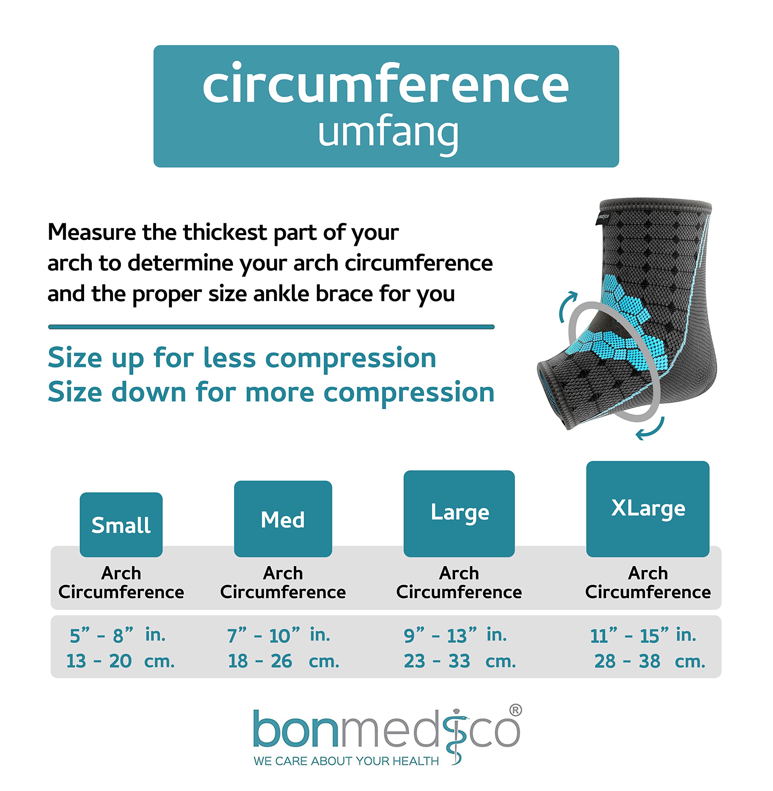 bonmedico Cavigliera Ortopedica - Fascia Elastica di Compressione per Distorsione Caviglia, L