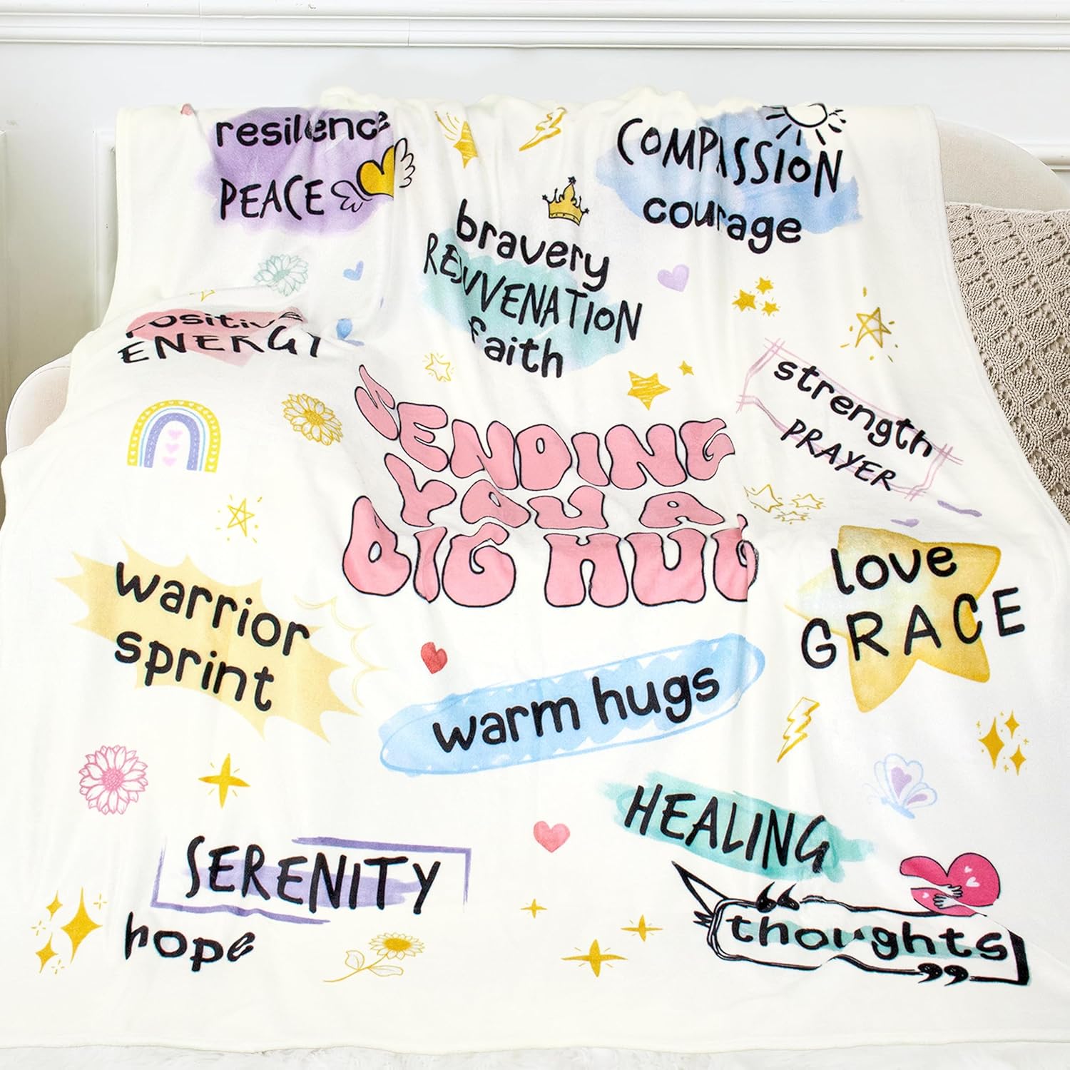 Get Well Gifts for Women, Healing Hug Blanket, Cancer Care Gifts for Woman, Inspirational Feel Better Thinking of You Gifts for Women, Sympathy Surgery Recovery Gifts Throw Blanket 60"X50" - Image 2