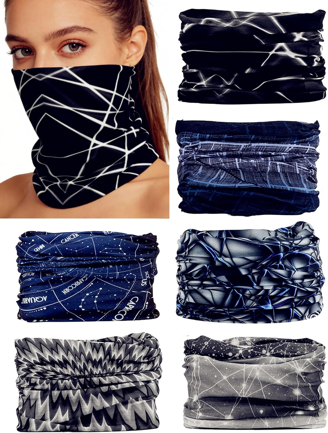 6 PCS Summer UV Protection Multi-functional Headband Neck Gaiter Head Wrap