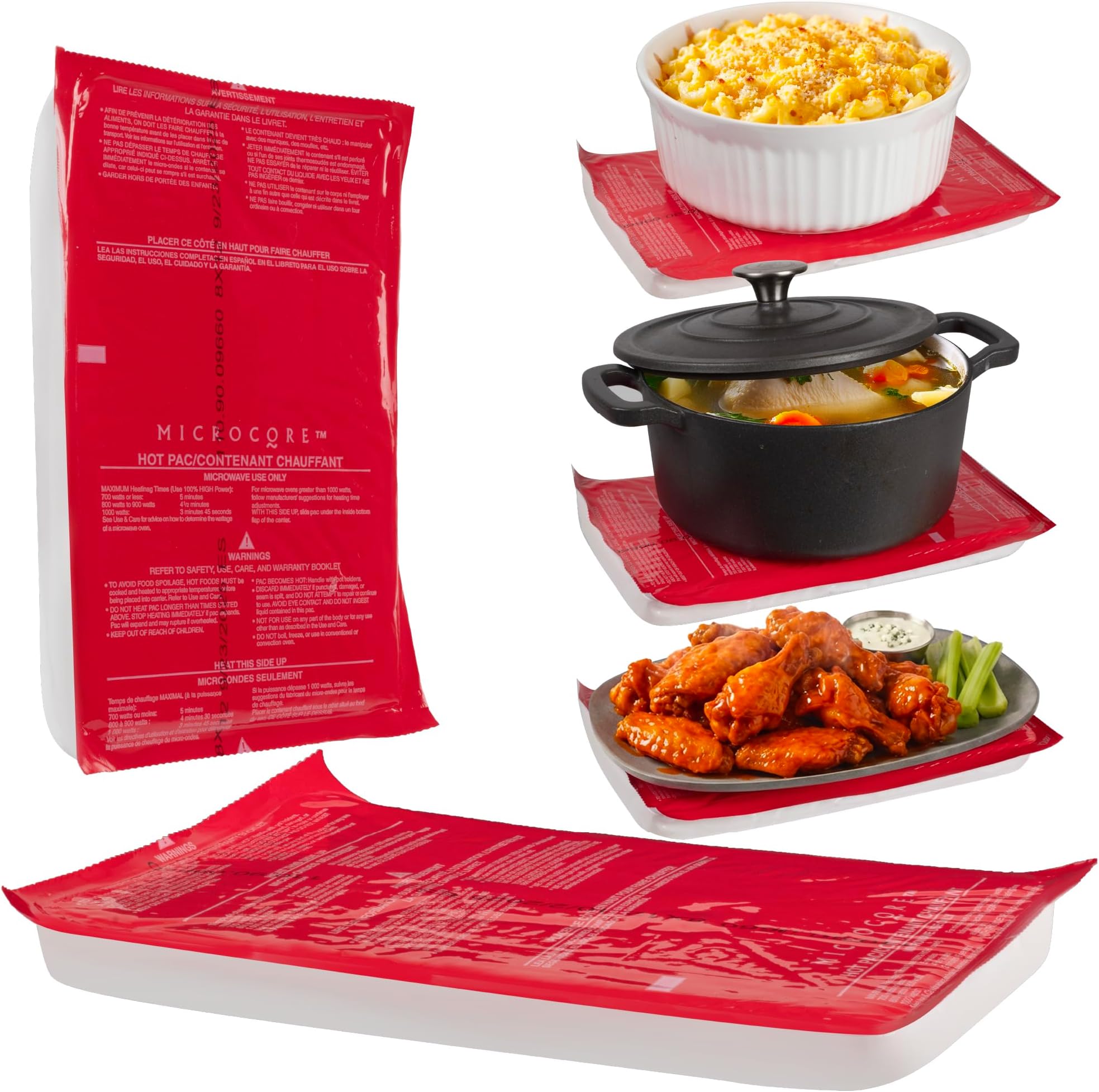Vesture Hot to Go Heat Pack - Keep Food Hot - Replacement Microcore Pack for Casserole Carriers (Red Pack For Microwave Heating) - Very Durable & Lasts for Several Hours - Contains Non Toxic Liquid