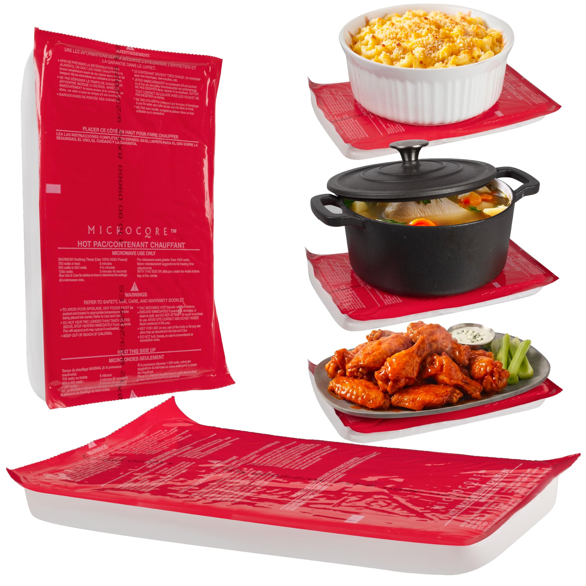 Vesture Hot to Go Heat Pack - Keep Food Hot - Replacement Microcore Pack for Casserole Carriers (Red Pack For Microwave Heating) - Very Durable & Lasts for Several Hours - Contains Non Toxic Liquid