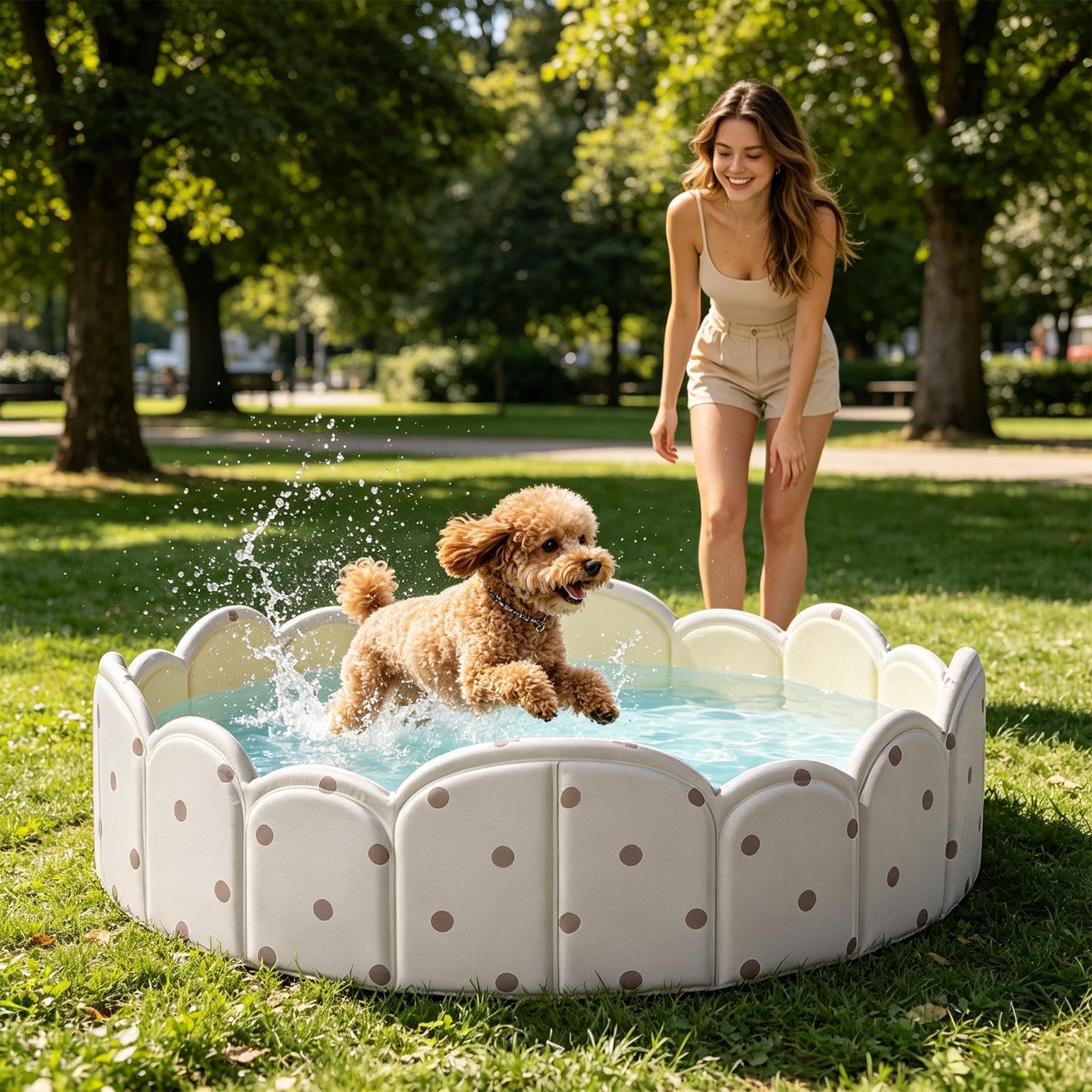 Piscina para Perros Tina de Baño Reforzada No Inflable | Pileta para Perros Para en Jardín, Playa, Interior, Exterior, Viajes de Verano