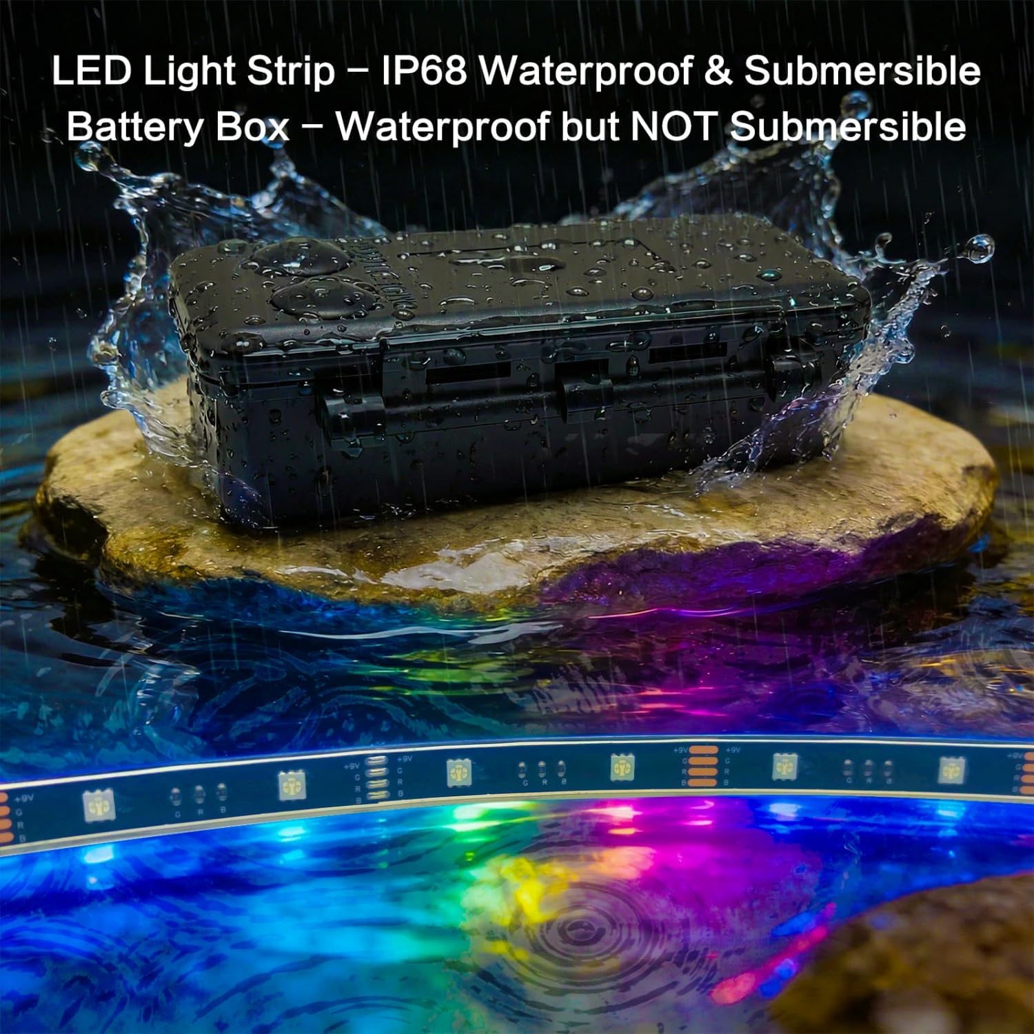 Battery Powered Golf Cart Canopy Lights, 2 Pack 8FT IP68 Fully Waterproof Golf Cart Roof Light Strip with Remote, Golf Carts Underglow RGB Led Strip Lights for EZGO Yamaha Marine Boat Kayak SUP UTV