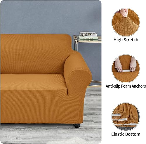 Miniatura 4 de Joccun - Funda elástica para sofá de 1 pieza, funda de sofá de tela jacquard de elastano con parte inferior elástica, protector de muebles lavable