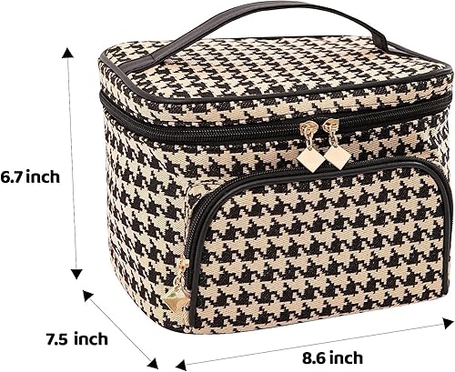 Miniatura 6 de Bolsa de maquillaje de pata de gallo, bolsa de maquillaje para mujer, bolsa de viaje para artículos de tocador, bolsa de cosméticos de