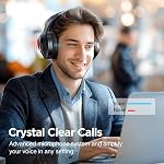 Écouteurs à réduction de bruit hybride de niveau professionnel avec son HD, écouteurs Bluetooth sans fil supra-auriculaires, confort inégalé, basses profondes vives, pour bureau à domicile, voyage, cadeau d'anniversaire, Noir