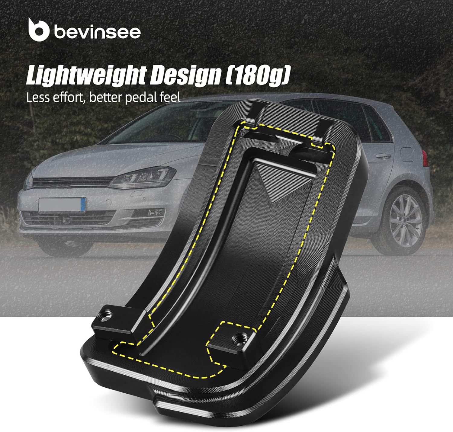Bevinsee Heel/Toe Accelerator Extension Pedal Compatible with VW MQB/MQB EVO Golf GTI MK7 MK8 Manual Transmission LHD Aluminum Replacement 5Q1723503F 5Q1723503H Black
