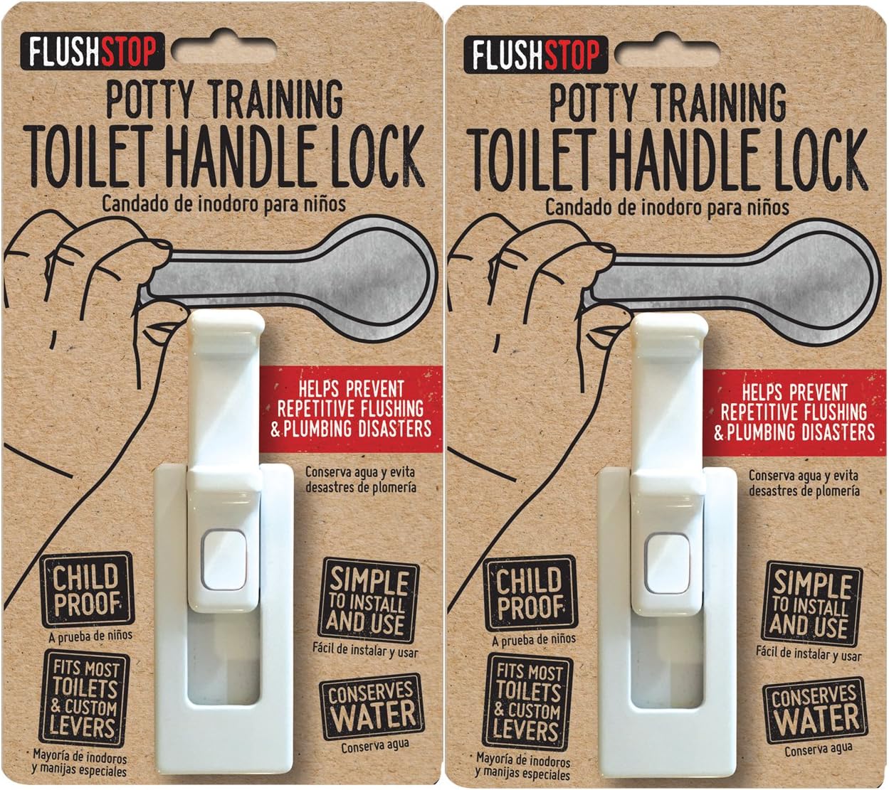 Childproof Toilet Handle Lock (2-Pack, White Button)