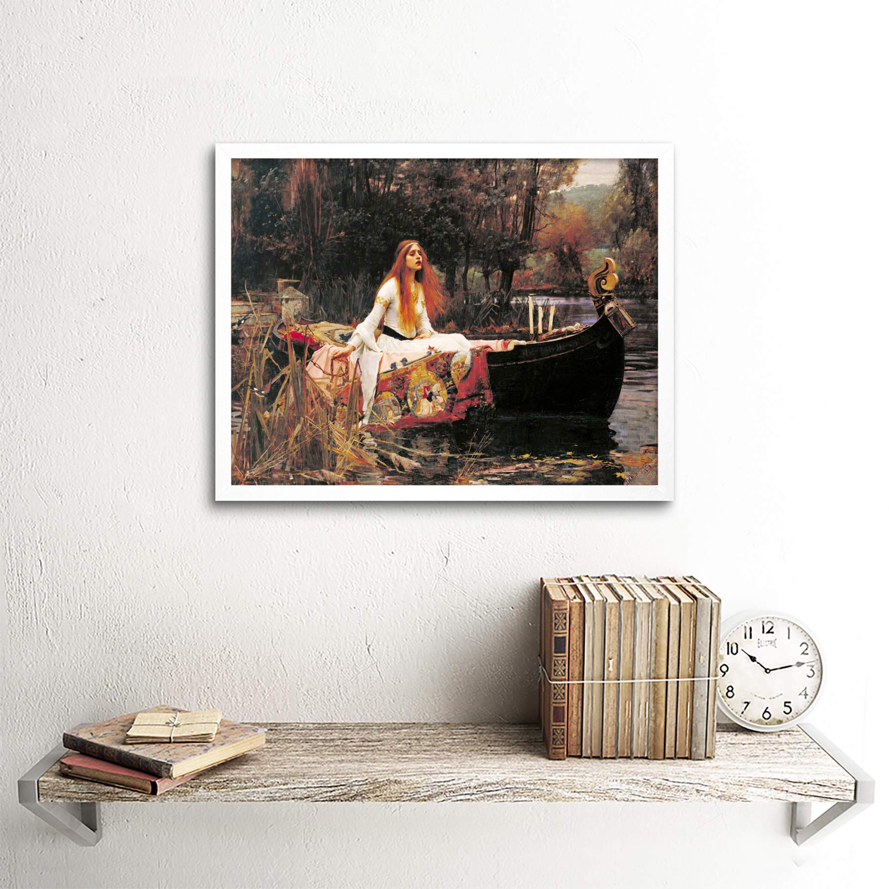 John William Waterhouse The Lady Of Shalott Edit Art Print Framed Poster Wall Decor 12x16 inch, Framed White 12X16, 43.3L x 33.3W cm - Image 2