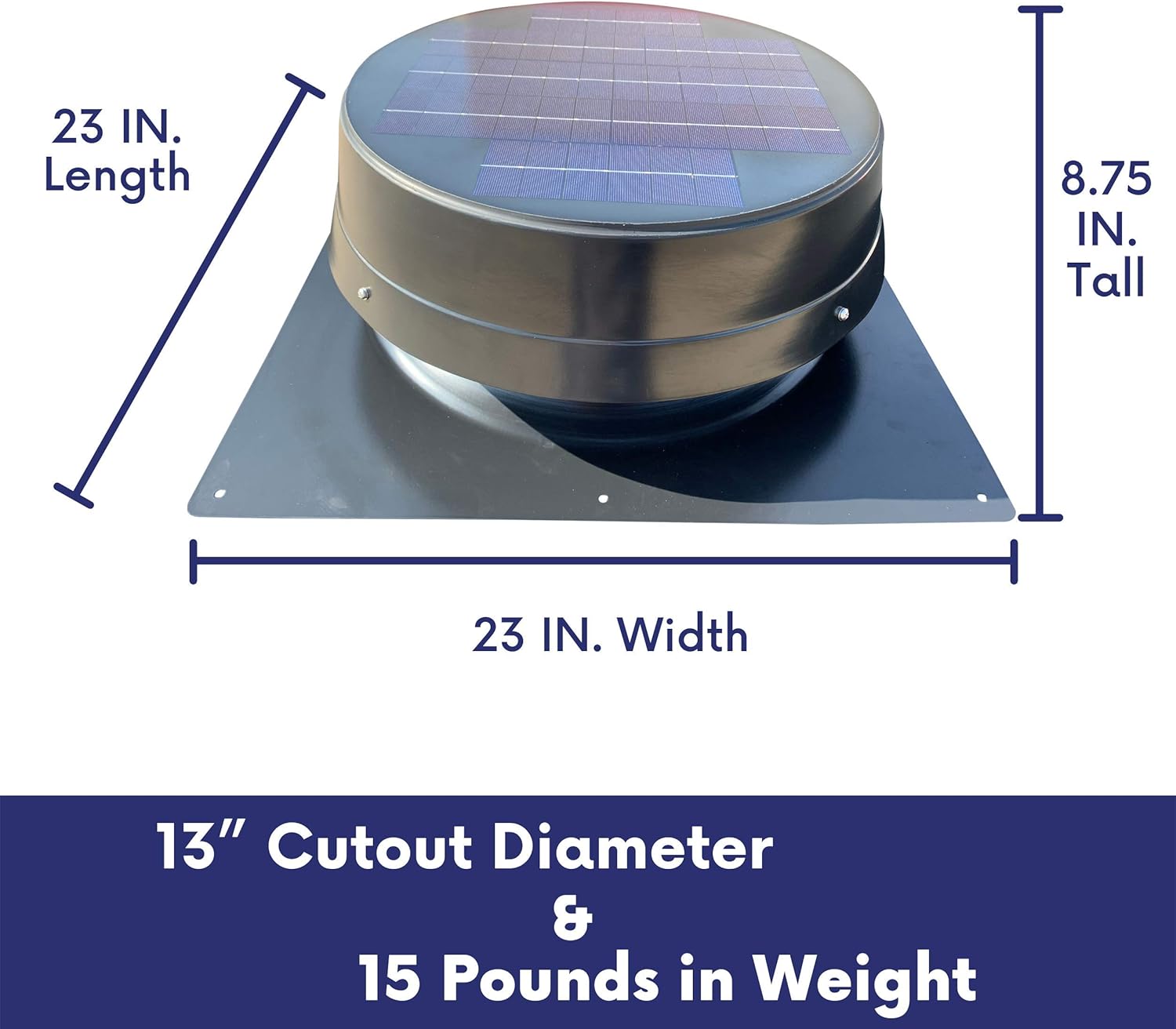 Super Brands 20-Watt Solar Attic Fan (BDB) with Thermostat /Humidistat (23 x 23 x 8.75 IN) - Brushless Motor – Solar Vent Fan that’s Hail and Weather Resistant – “Builder Series” by Remington Solar